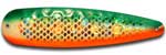 Warrior Lures 208 Holo-Miami Dolphin (Gold) Hot Glow trolling / fishing spoons. Hot Glow Muskee, Salmon, Lake Trout, Steelhead trolling / fishing spoons. Glow for 3 hours!