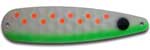 Warrior Lures 215 Bird of Paradise Hot Glow trolling / fishing spoons. Hot Glow Muskee, Salmon, Lake Trout, Steelhead trolling / fishing spoons. Glow for 3 hours!