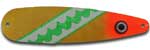 Warrior Lures 218 Wild Hog Hot Glow trolling / fishing spoons. Hot Glow Muskee, Salmon, Lake Trout, Steelhead trolling / fishing spoons. Glow for 3 hours!