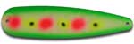 Warrior Lures 225 Green Easter Egg Hot Glow trolling / fishing spoons. Hot Glow Muskee, Salmon, Lake Trout, Steelhead trolling / fishing spoons. Glow for 3 hours!
