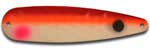 Warrior Lures 234 Orange Red Tail Hot Glow trolling / fishing spoons. Hot Glow Muskee, Salmon, Lake Trout, Steelhead trolling / fishing spoons. Glow for 3 hours!