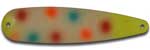 Warrior Lures 238 Chartreuse Wonder Bread Hot Glow trolling / fishing spoons. Hot Glow Muskee, Salmon, Lake Trout, Steelhead trolling / fishing spoons. Glow for 3 hours!