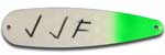 Warrior Lures 244 Jumpin' Jack Flash (green) Hot Glow trolling / fishing spoons. Hot Glow Muskee, Salmon, Lake Trout, Steelhead trolling / fishing spoons. Glow for 3 hours!