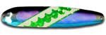 Warrior Lures XL 190N Black/Blue Dolphin Flutter fishing spoons. Salmon, SteelHead and Walleye fishing spoons.